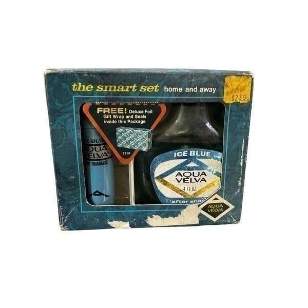 Vintage Aqua Velva ICE BLUE aftershave set Movie Prop Collectible