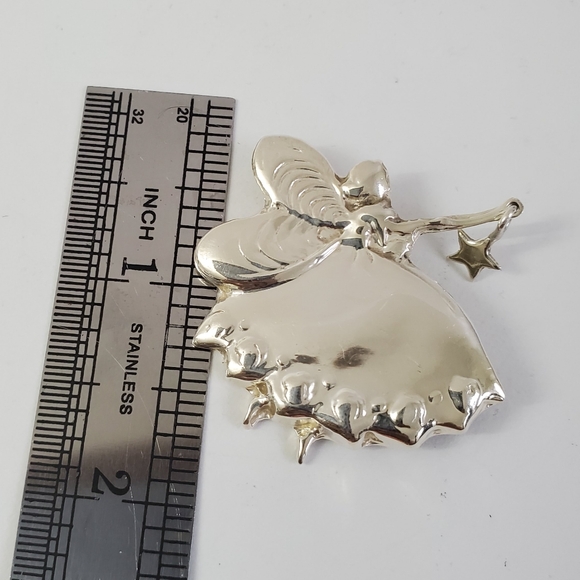 Sterling Silver 925 Articulated Fairy With Star Brooch