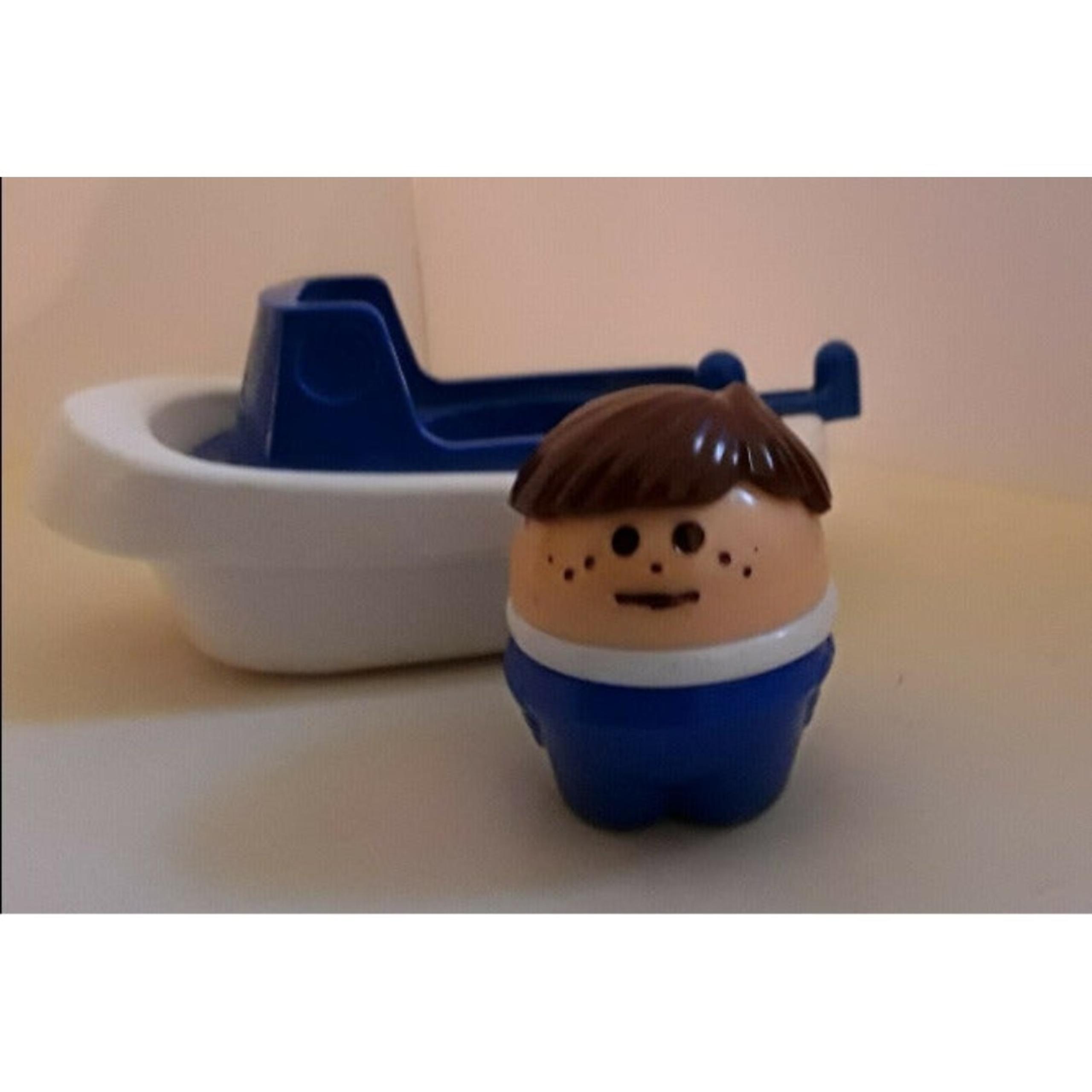 Vintage Little Tikes Toddle Tots White Blue Boat Brown Hair Boy Figure 1985