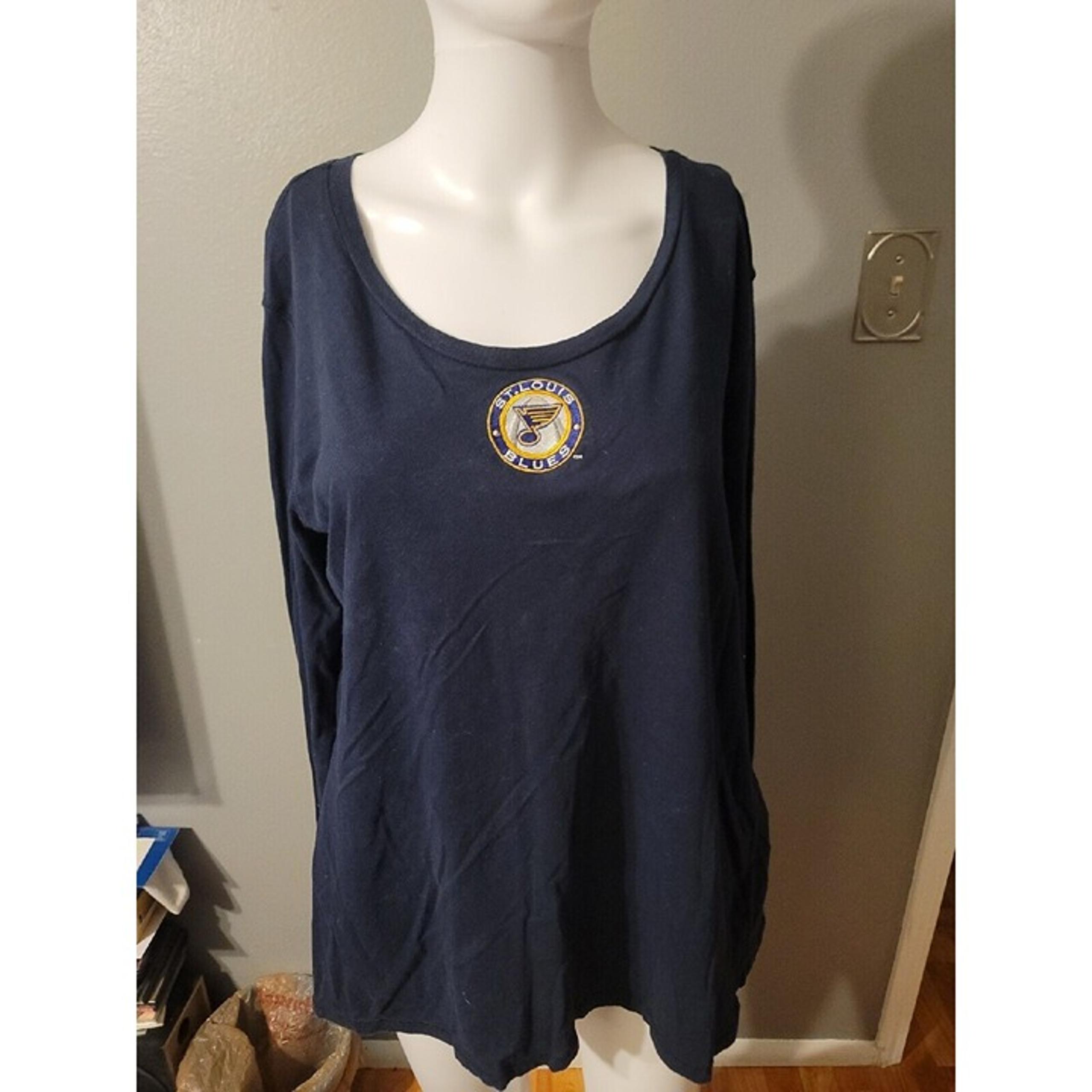 Antigua Blue Long Sleeve T Shirt ST Louis Blues Size XL 100% Cotton