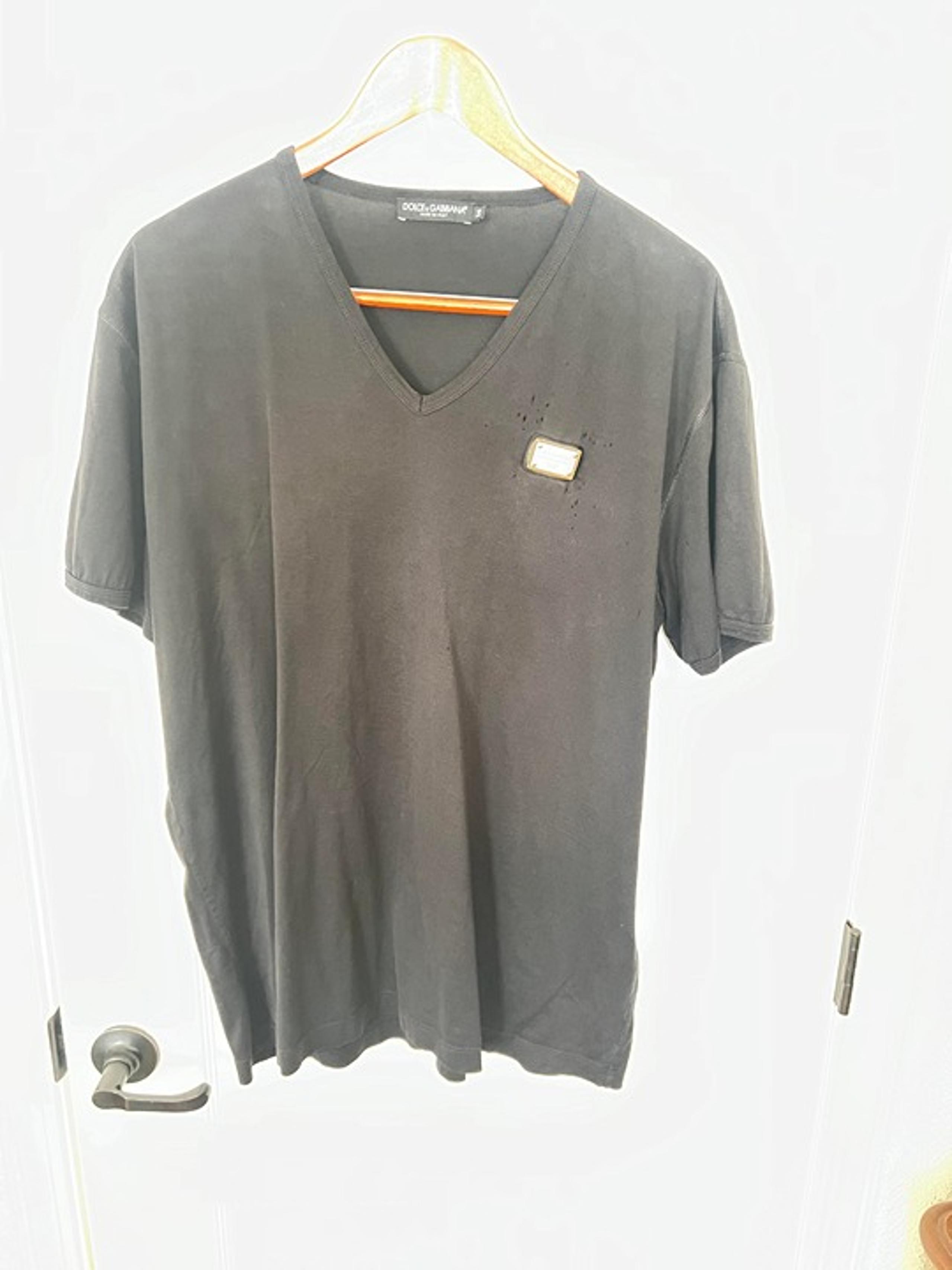$1395 Authentic Made in ITALY Men's Black V-Neck T-Shirt Sz.56 - Dolce & Gabbana