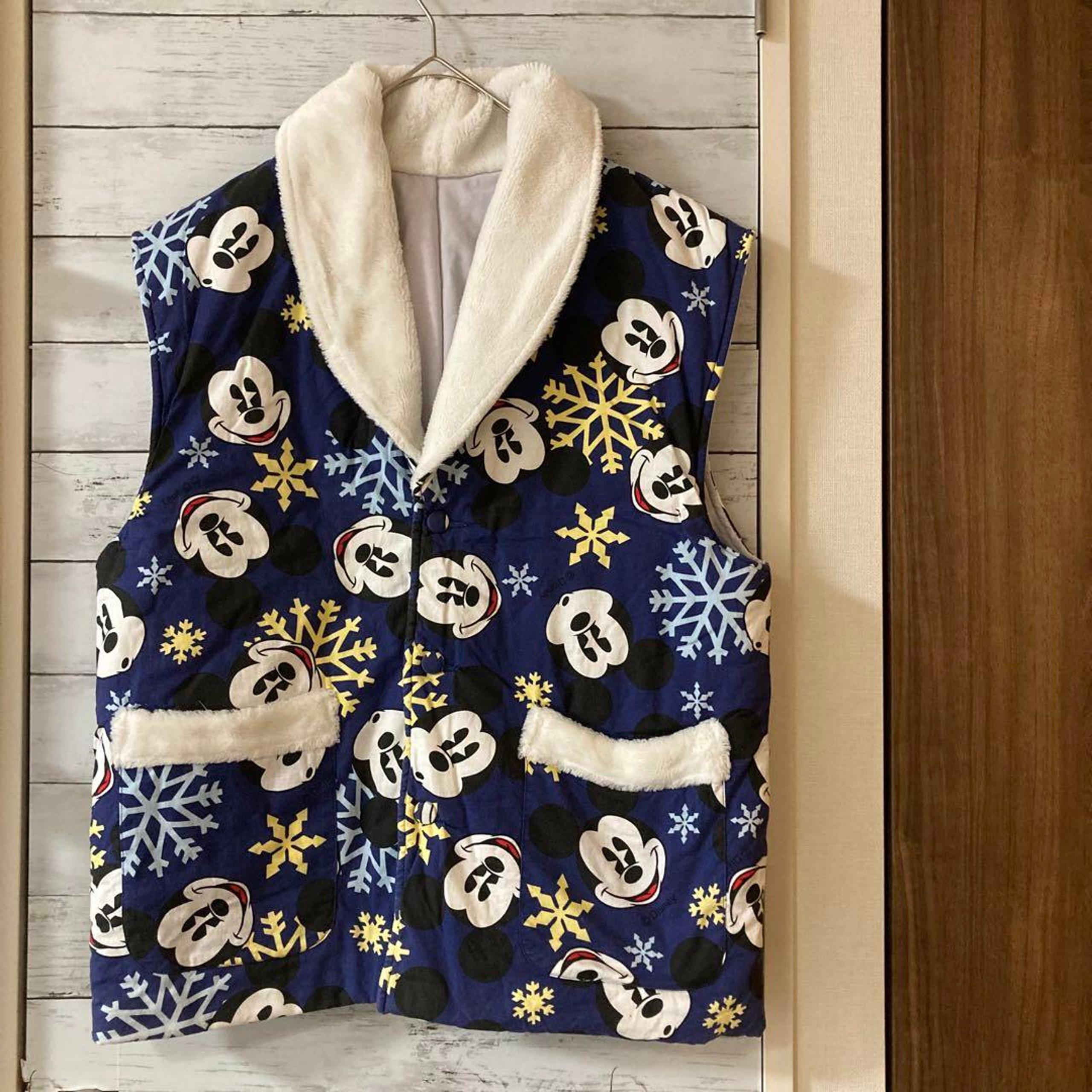 Poppins Disney Mickey Mid-weight Vest with Boa, Blue, Purchased from a Thrift Store