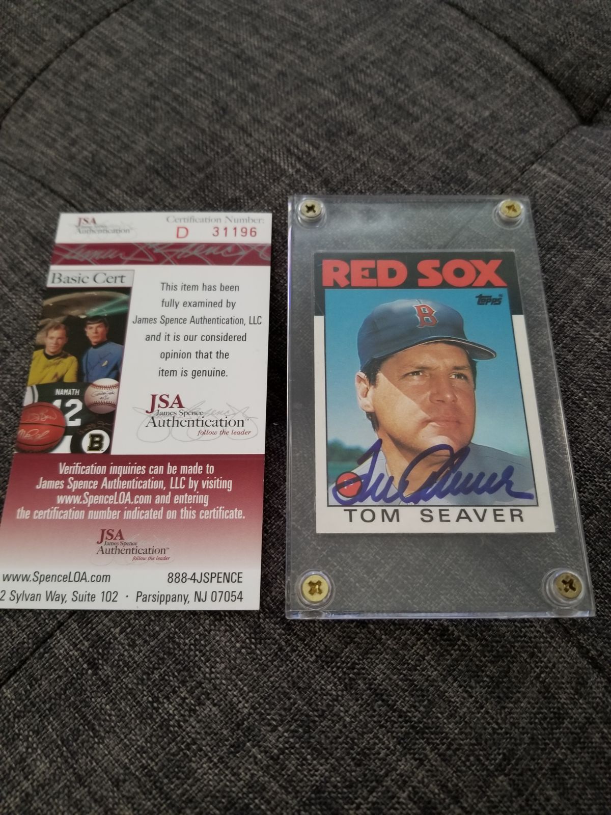 Tom seaver autograph baseball card jsa