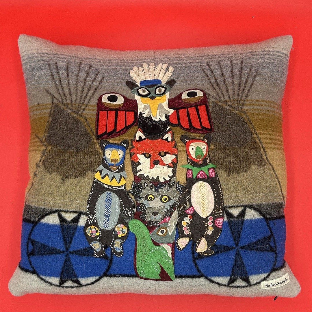 American Heritage X Mohican Decorative Pillow Native Spirit Animal Totem Pole