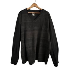 Pronto Uomo Sweater Black V-Neck Long Sleeve Multi Pattern Design Cotton XL