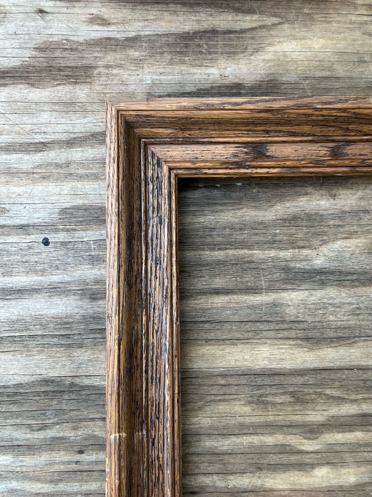 Vintage Large Brown QUARTER SAWN Wood Empty Beveled Frame 24 X 32