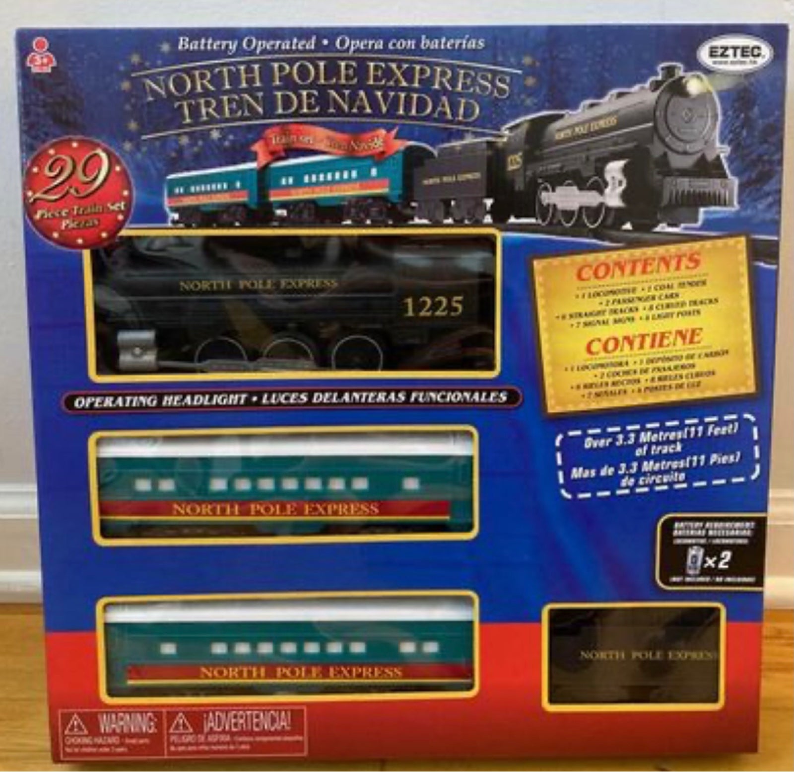 North Pole Express 11 Foot Train Set with Lights, Perfect around the XMAS TREE