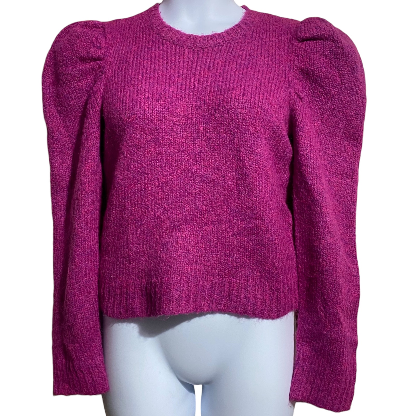 Derek Lam 10 Crosby - Locken Puff Sleeve Alpaca Blend Sweater in Fuchsia - Large