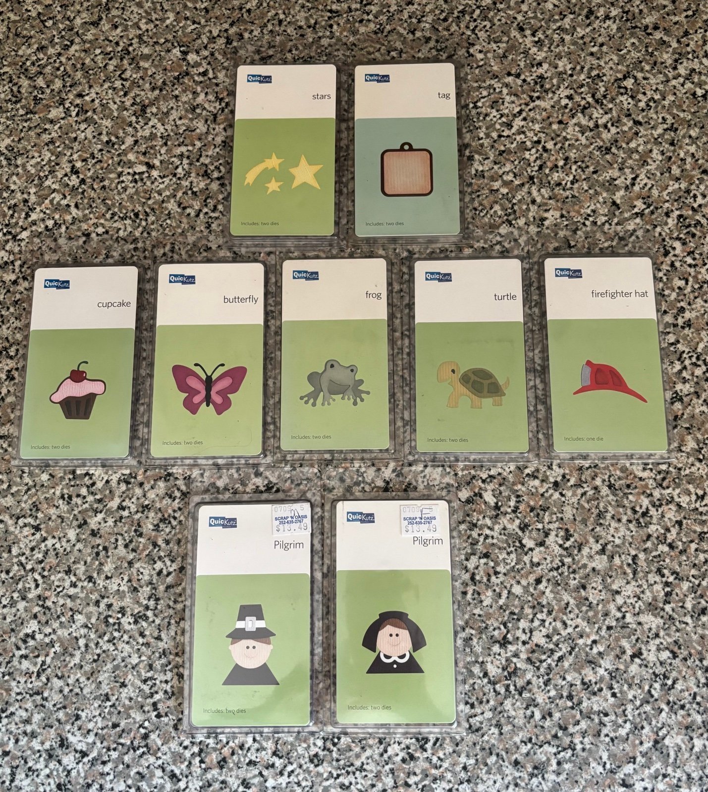 QuicKutz We R Memory Keepers 2-Inch by 2-Inch Die lot of 9 NEW
