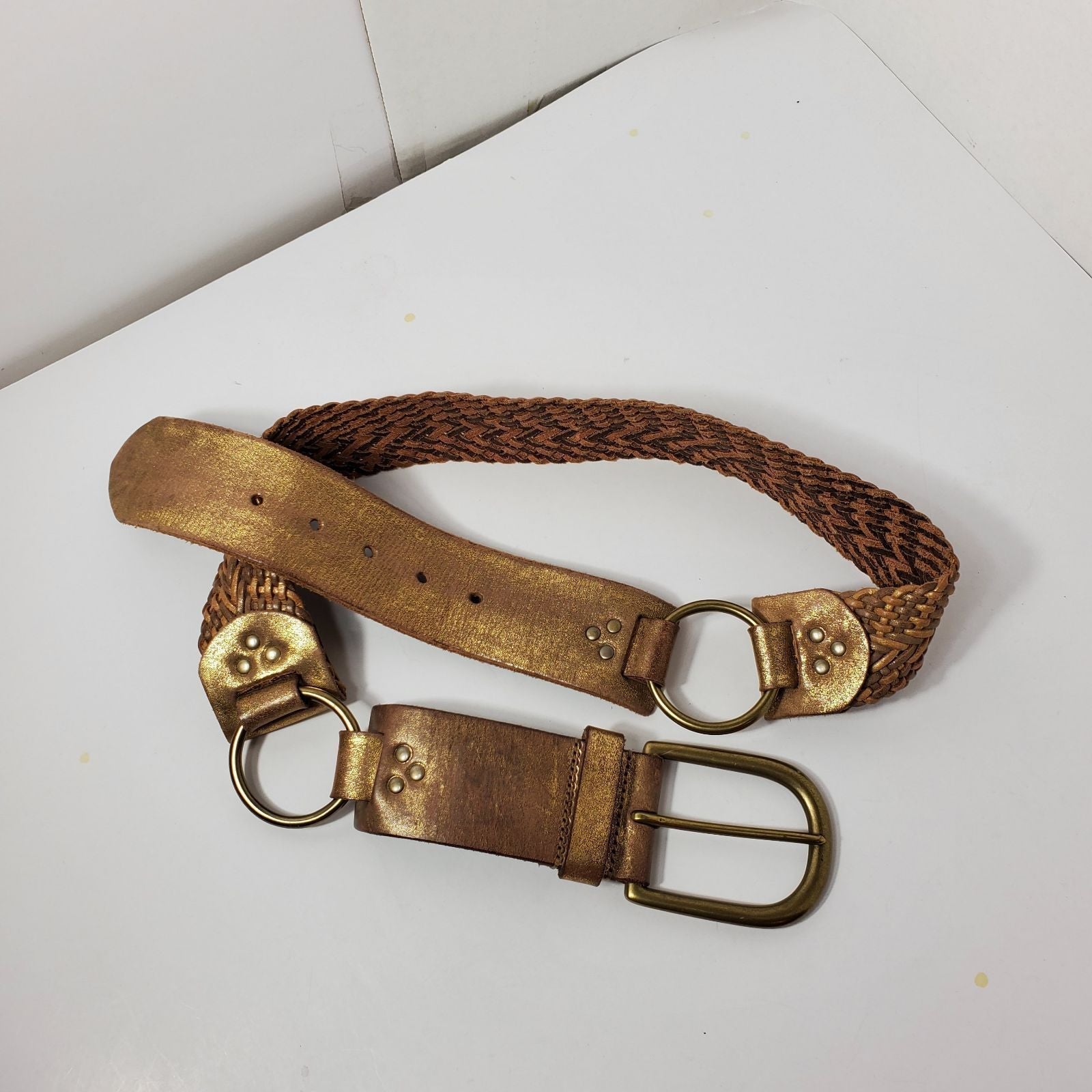 Linea Pelle Leather Belt Gold Medium
