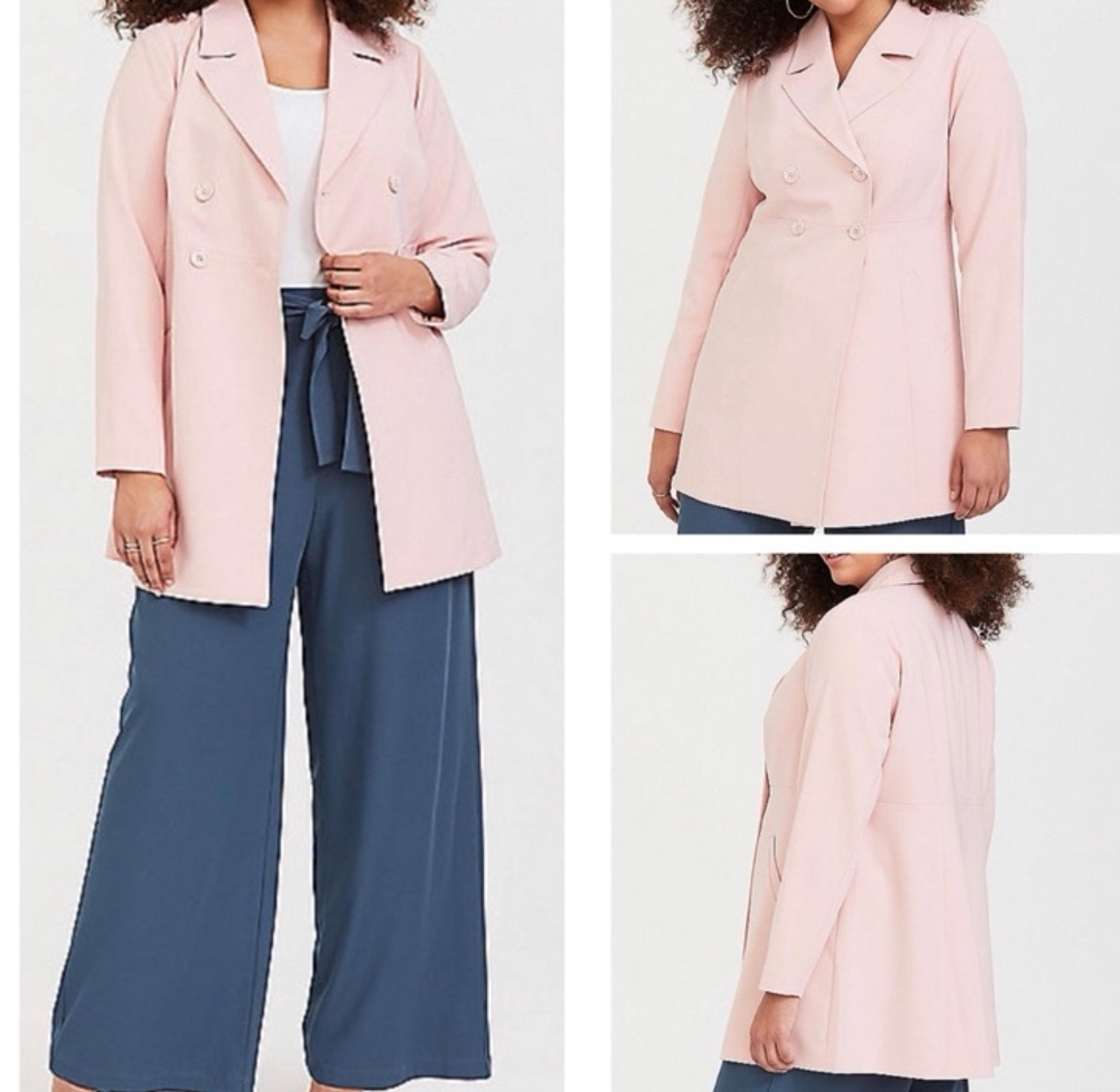 NWT Torrid Pink Crepe Trench Coat Women Size 3 Double Breasted Notch Collar