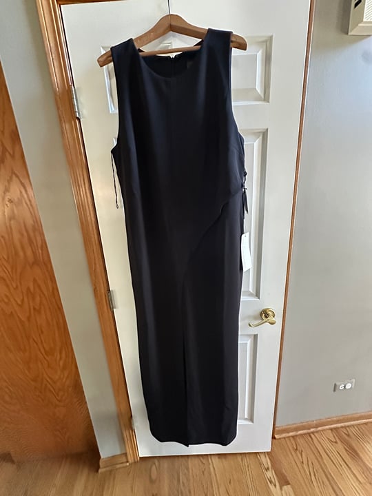 Adrianna Papell - Crepe Halter Jumpsuit - Sleeveless - Asymmetrical - Black - 20