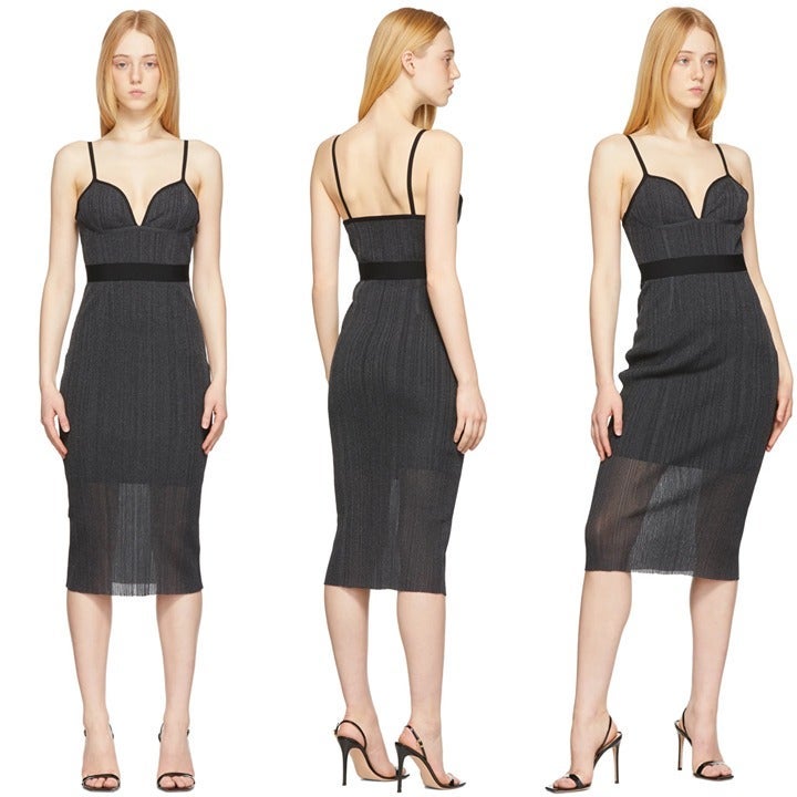 HERVE LEGER Black & Grey Bustier Dress Women's Size S