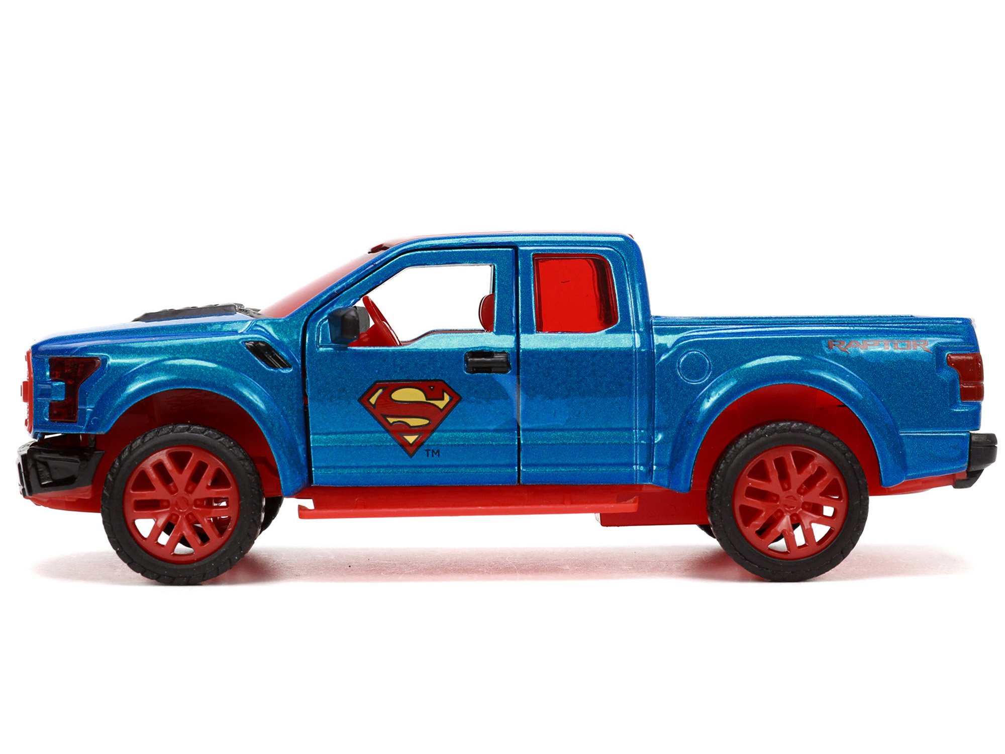 2017 Ford F-150 Raptor Pickup Truck Blue Metallic and Red with Red Interior and