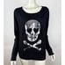 Wildfox White Label Silver Sequin Skull Sweater S EUC Long Sleeve Round Neck
