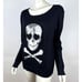 Wildfox White Label Silver Sequin Skull Sweater S EUC Long Sleeve Round Neck