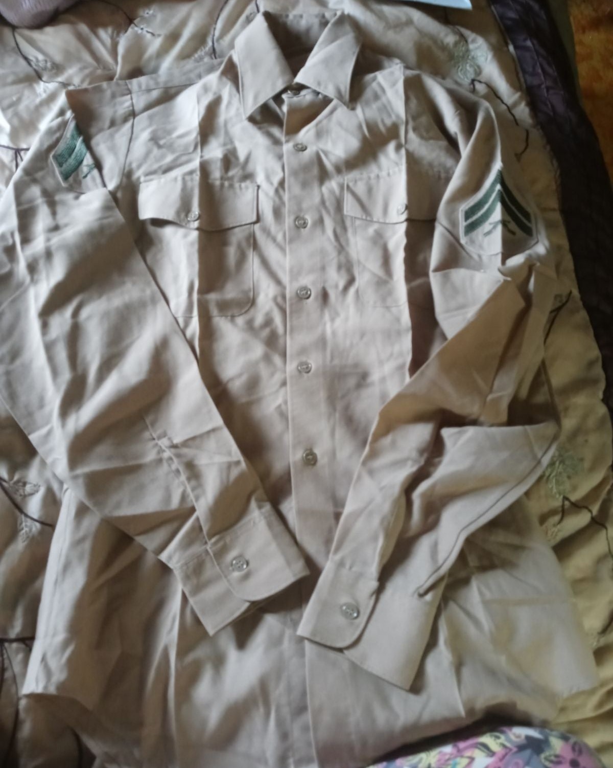1990s united states marine corps arrow button front dress shirt large short
