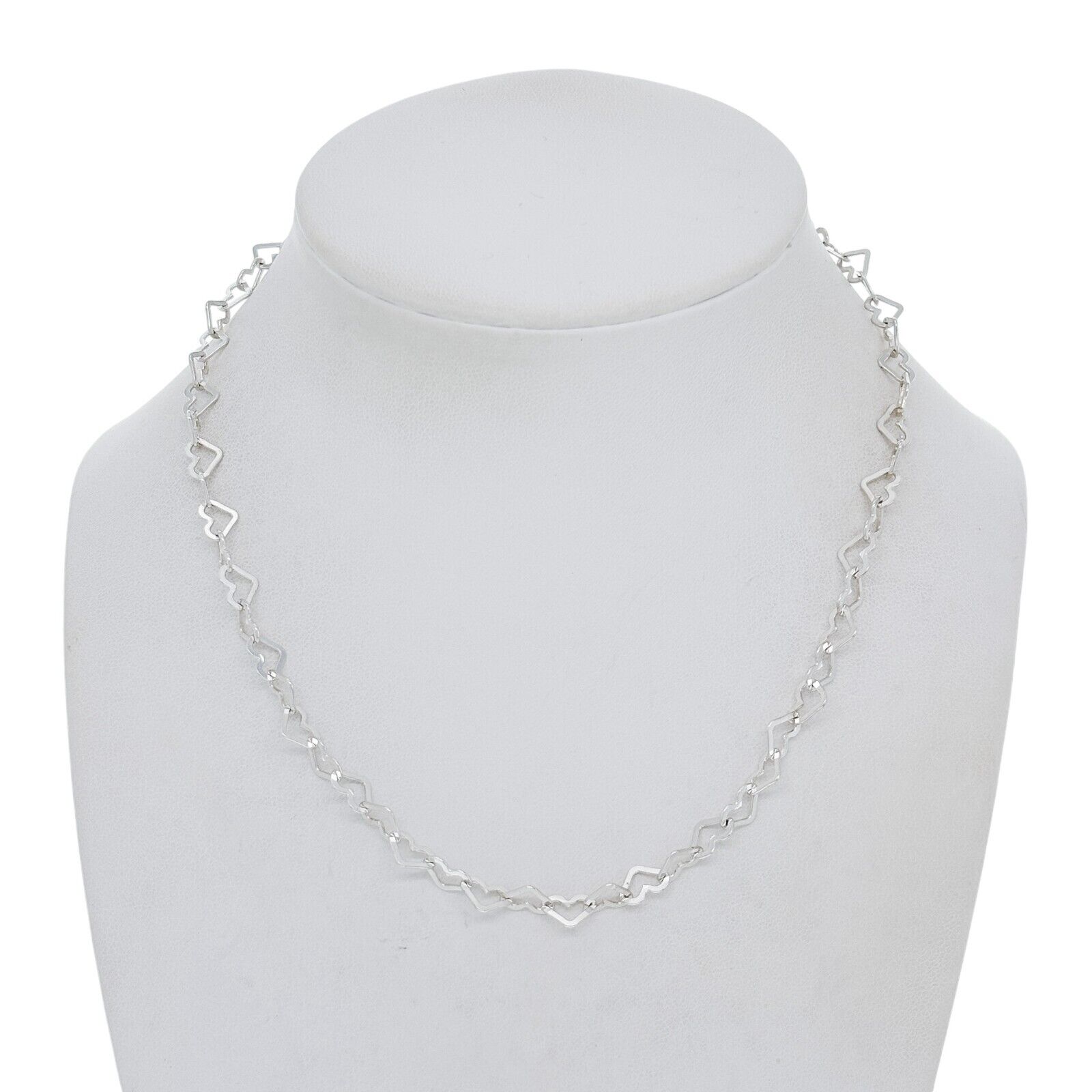 Vintage Italian Milor Sterling Silver 925 Open Heart Link Necklace 15.5
