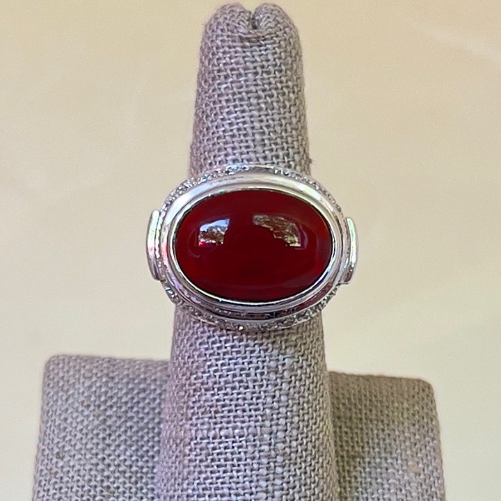 Sterling Silver Amber Cabochon Cocktail Dome Ring SR-4359