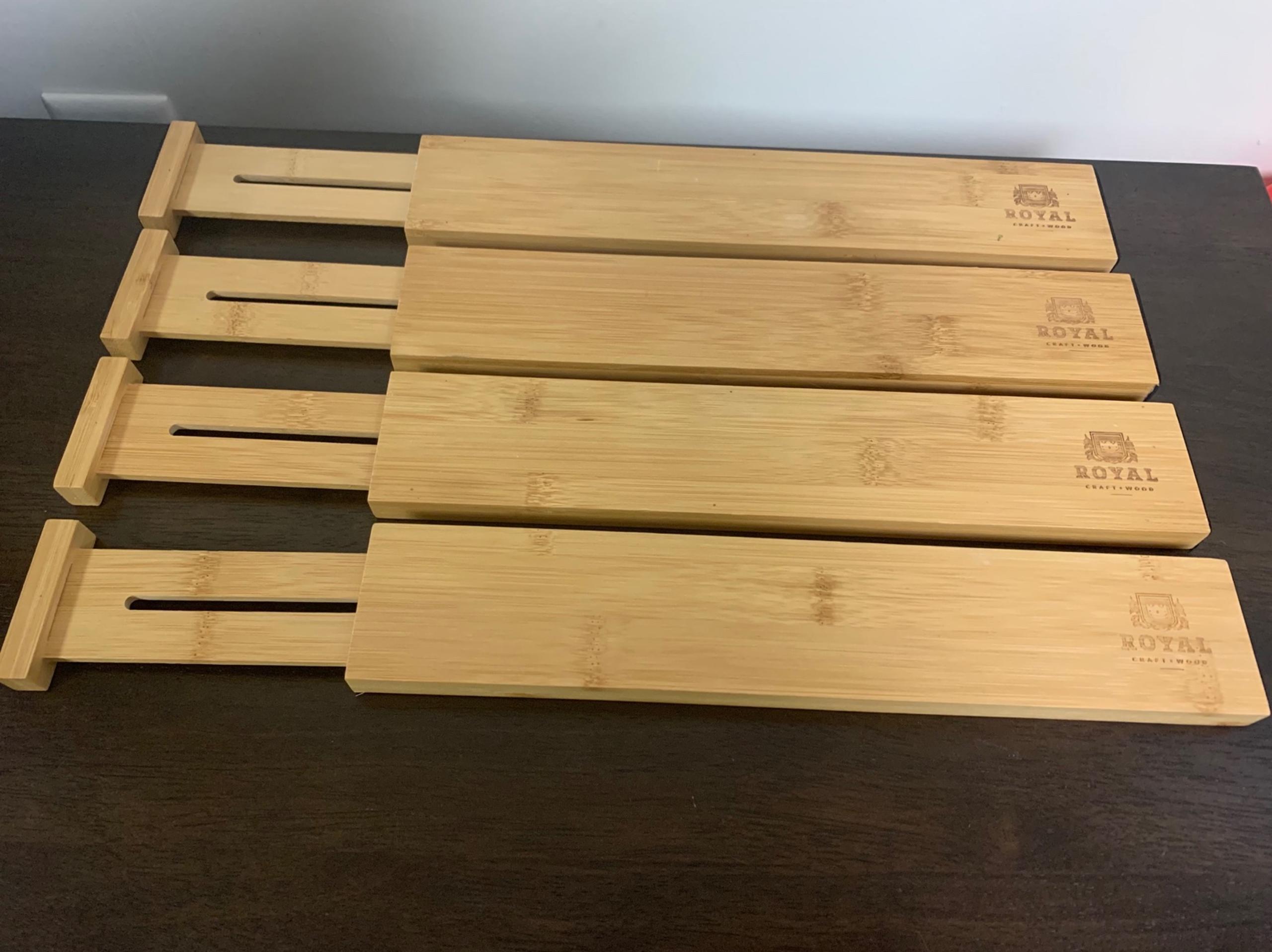 Royal Craft Wood Adjustable Bamboo Drawer Divider Organizers 13.25” - 17.5"