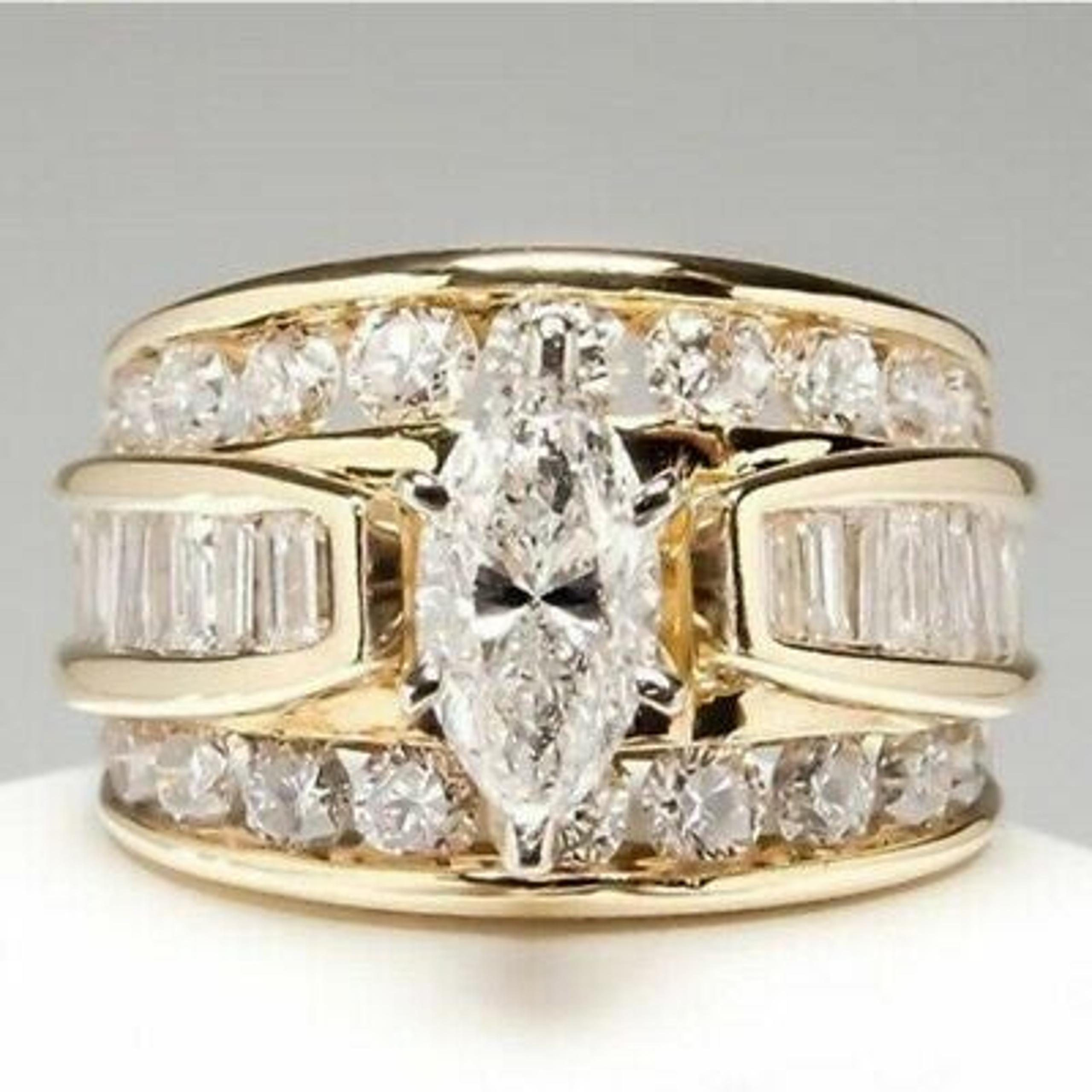 Sz10 Gold Marquise Cubic Zirconia Ring