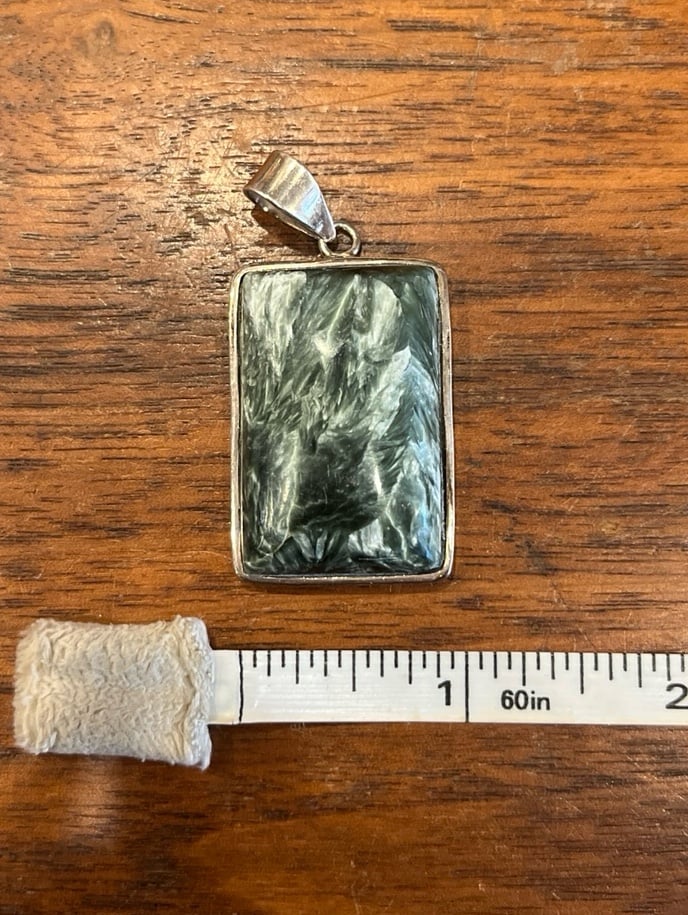 Natural Stone Rectangle Necklace Pendant, 925 Sterling Silver Casing, Mint Green