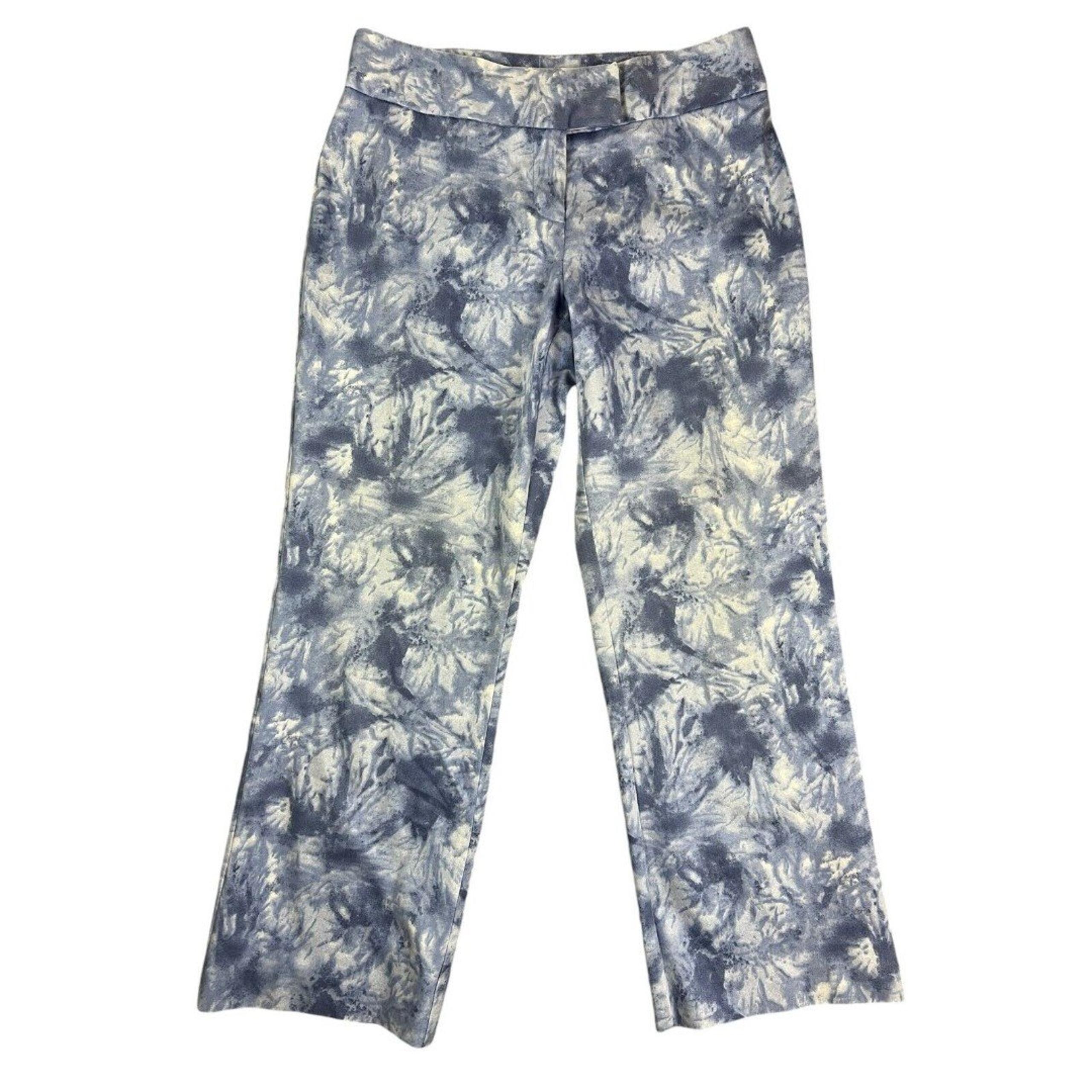 INC Stretch International Concepts Pants  Women's Size 6P  Blue Floral Cropped
