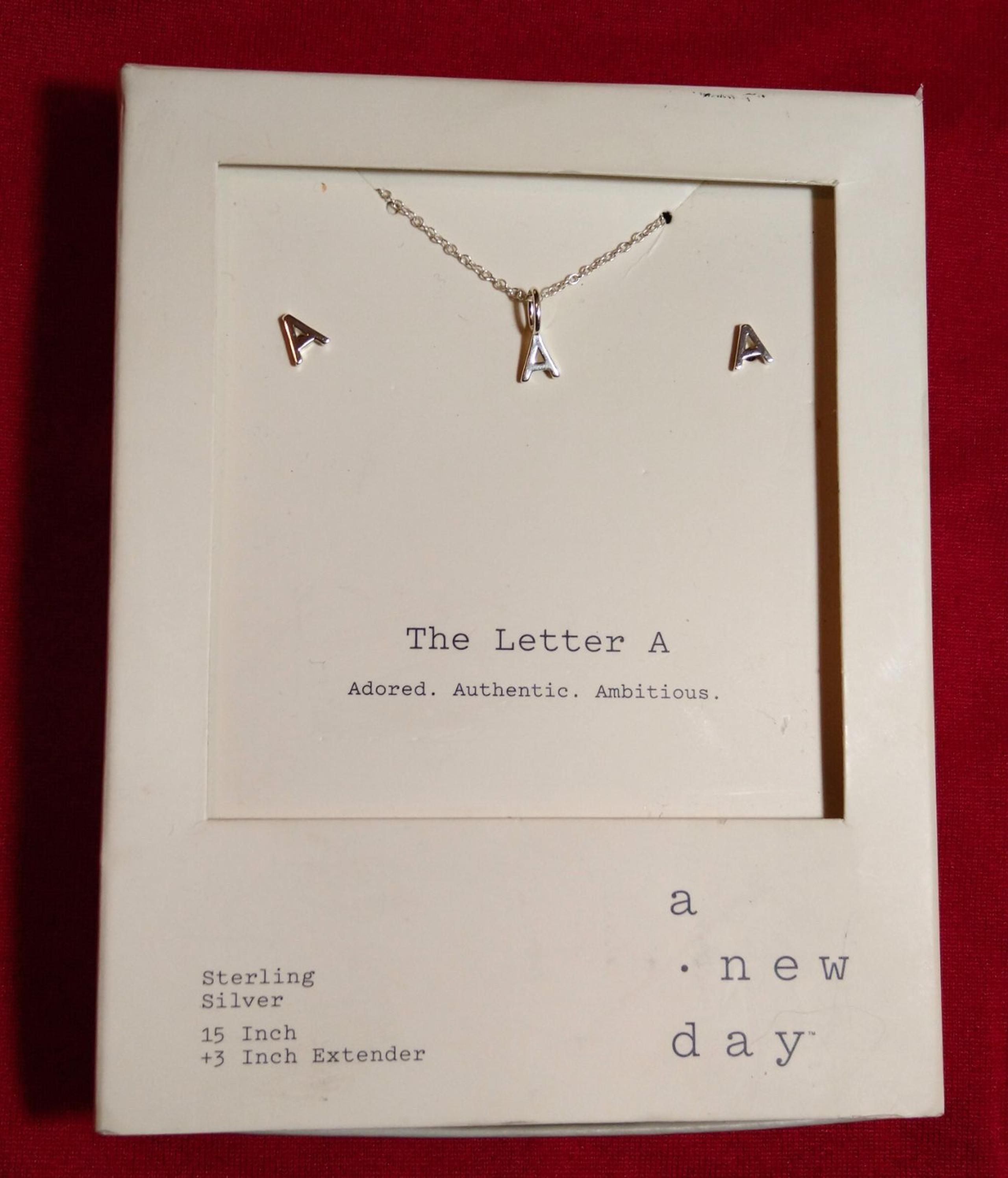 Necklace Earring Set "The Letter A" Silv