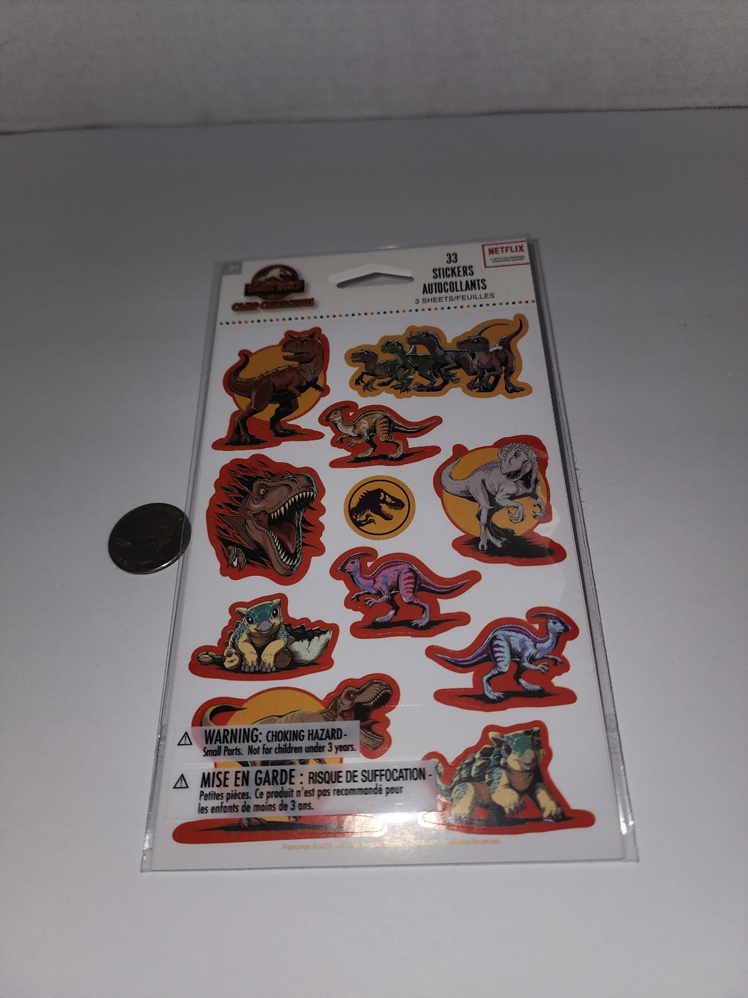 New Jurassic World Park Camp Cretacedus Dinosaur Sticker pack