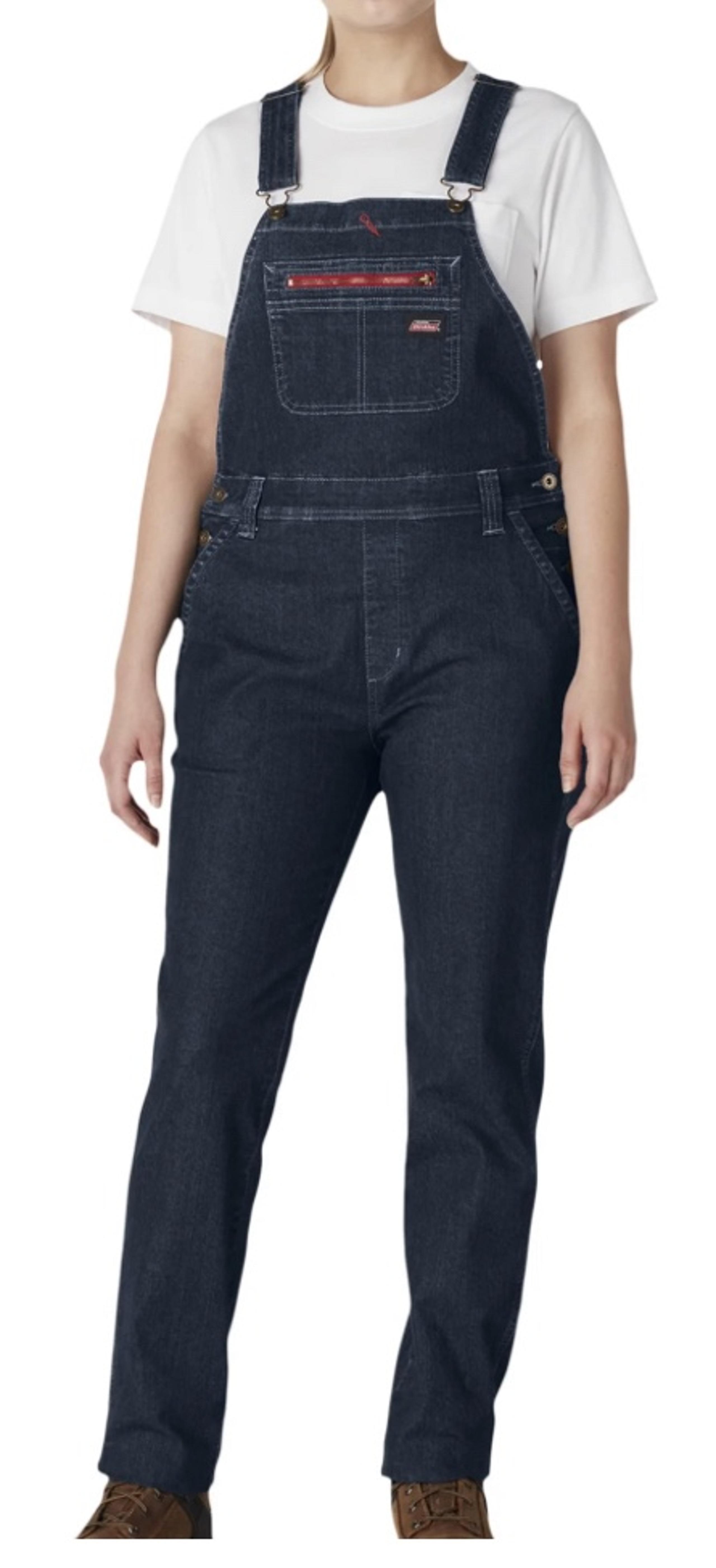The Dickies Women's FLEX Denim Utility Bib Overall in size 32x32