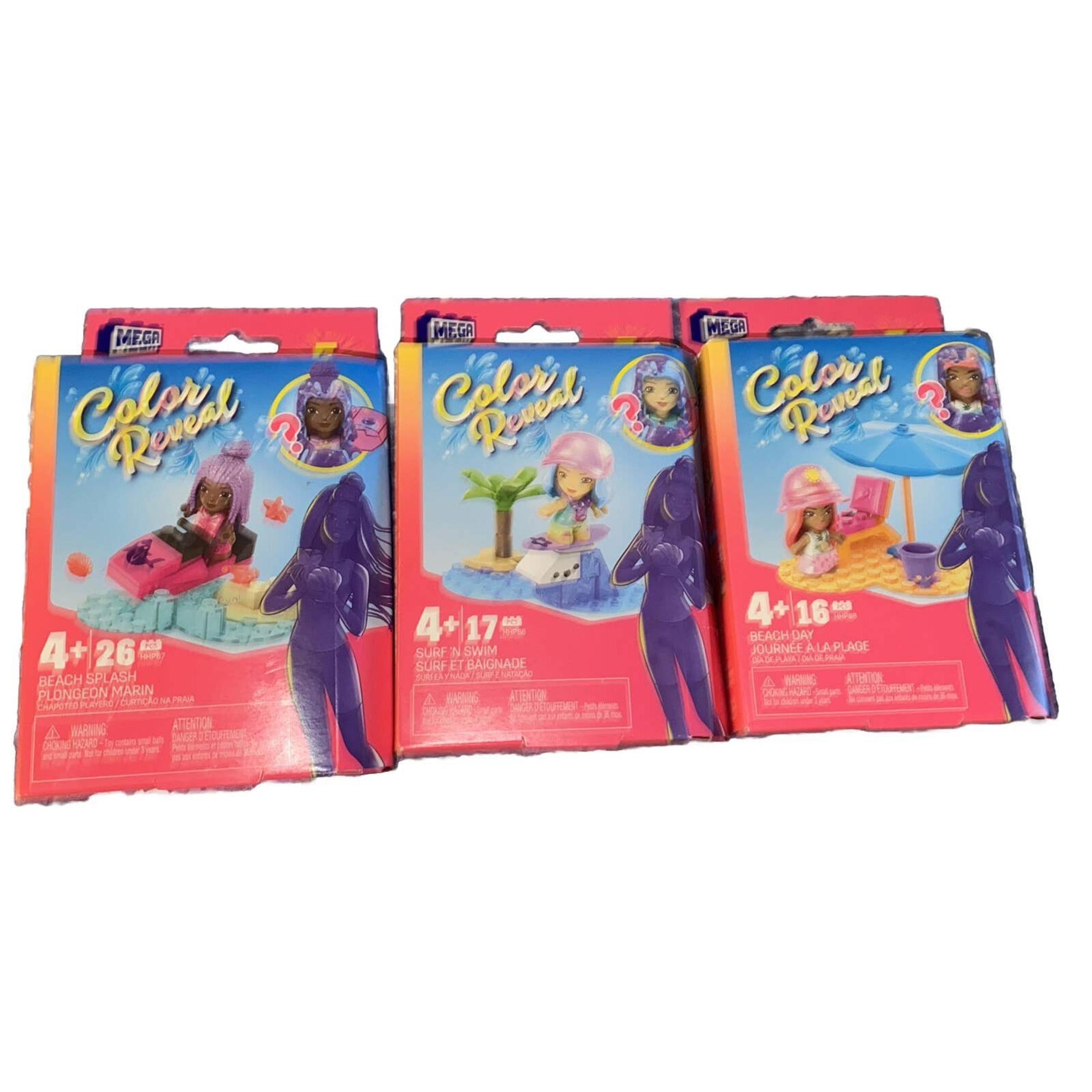 Mega Barbie Color Reveal Sets, Surf Beach Party! / New Sealed! Lot Of 3