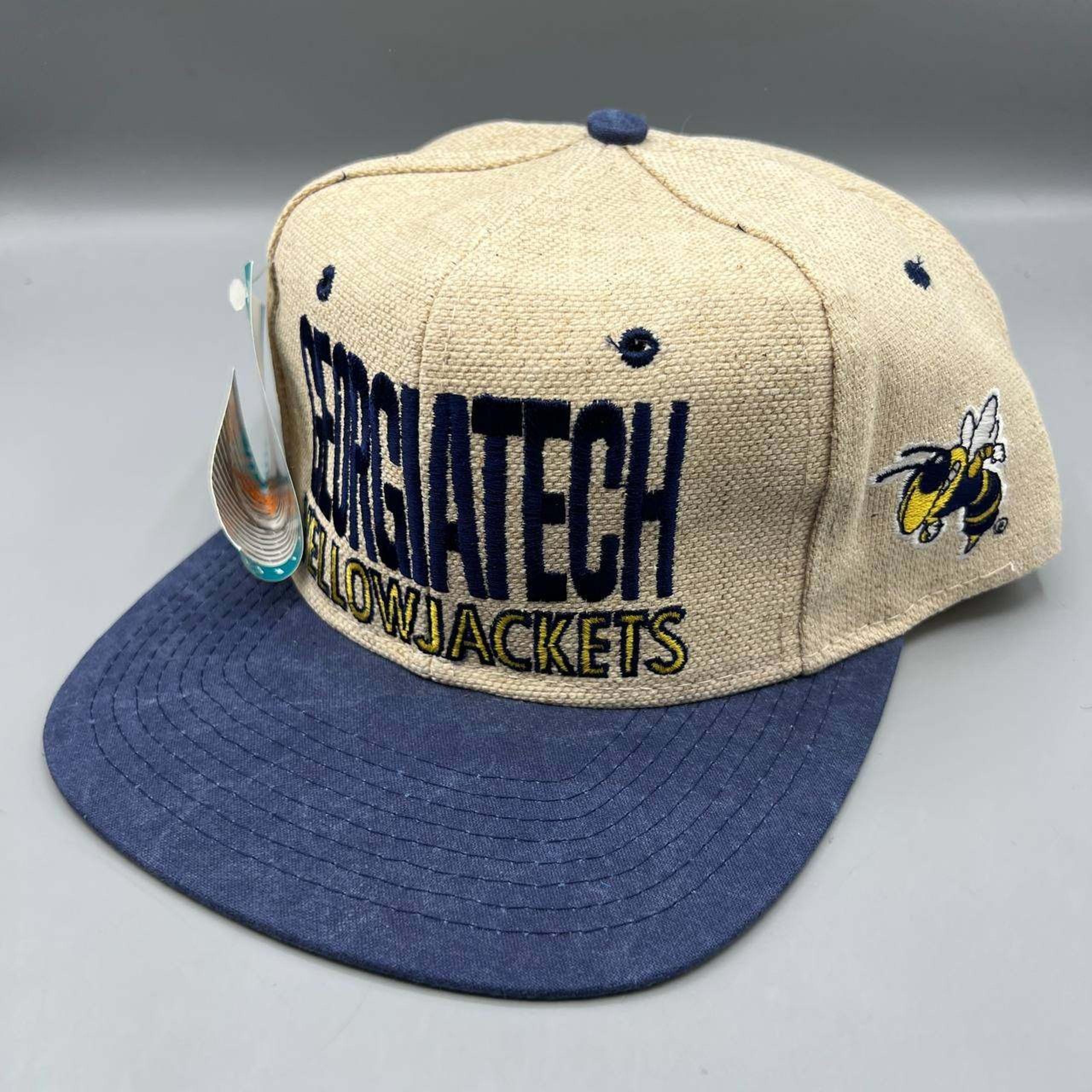 Vintage Georgia Bulldogs Hat Men Beige Blue Signatures Snap Back Cap New