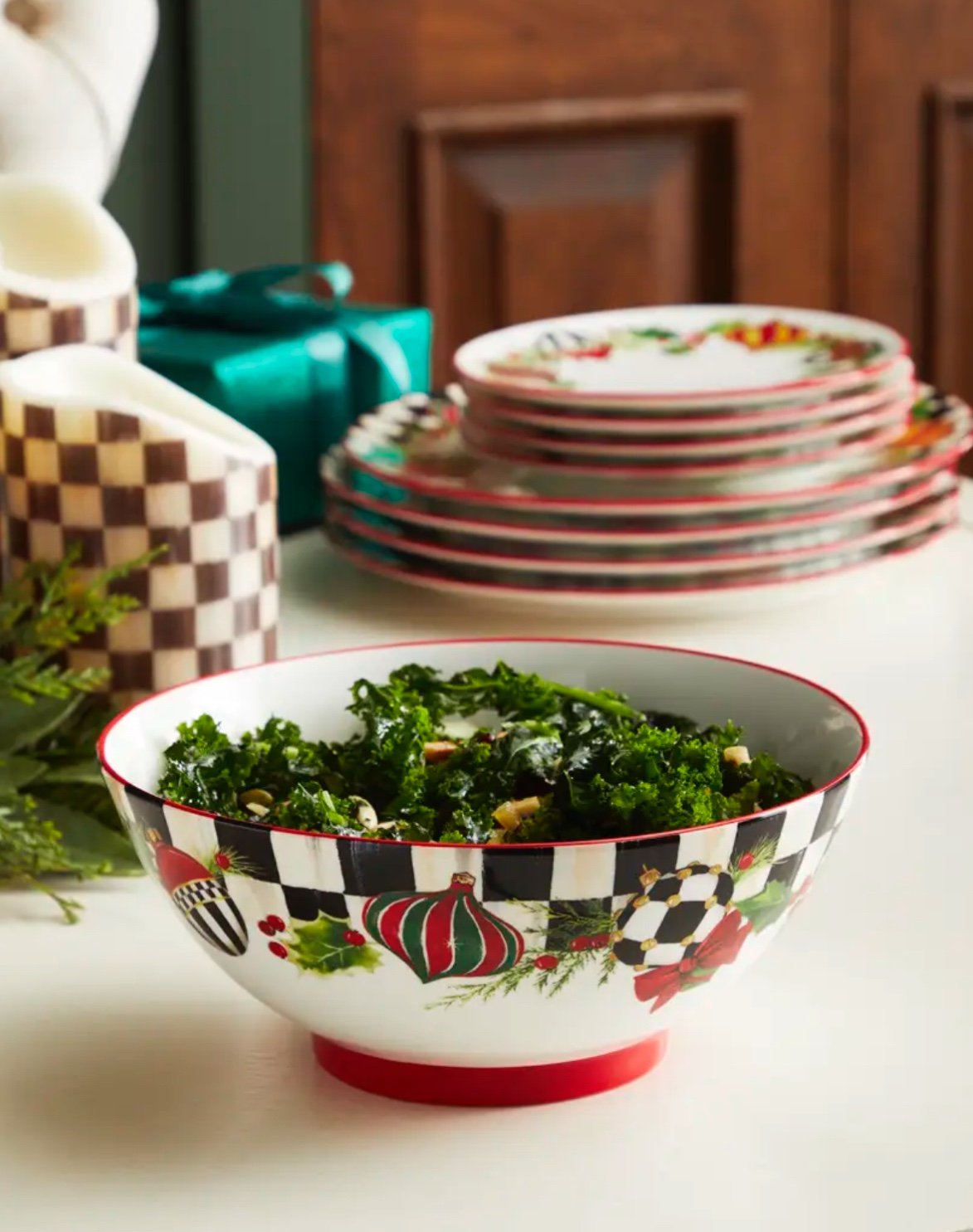 MacKenzie Childs Deck the Halls Serving Bowl