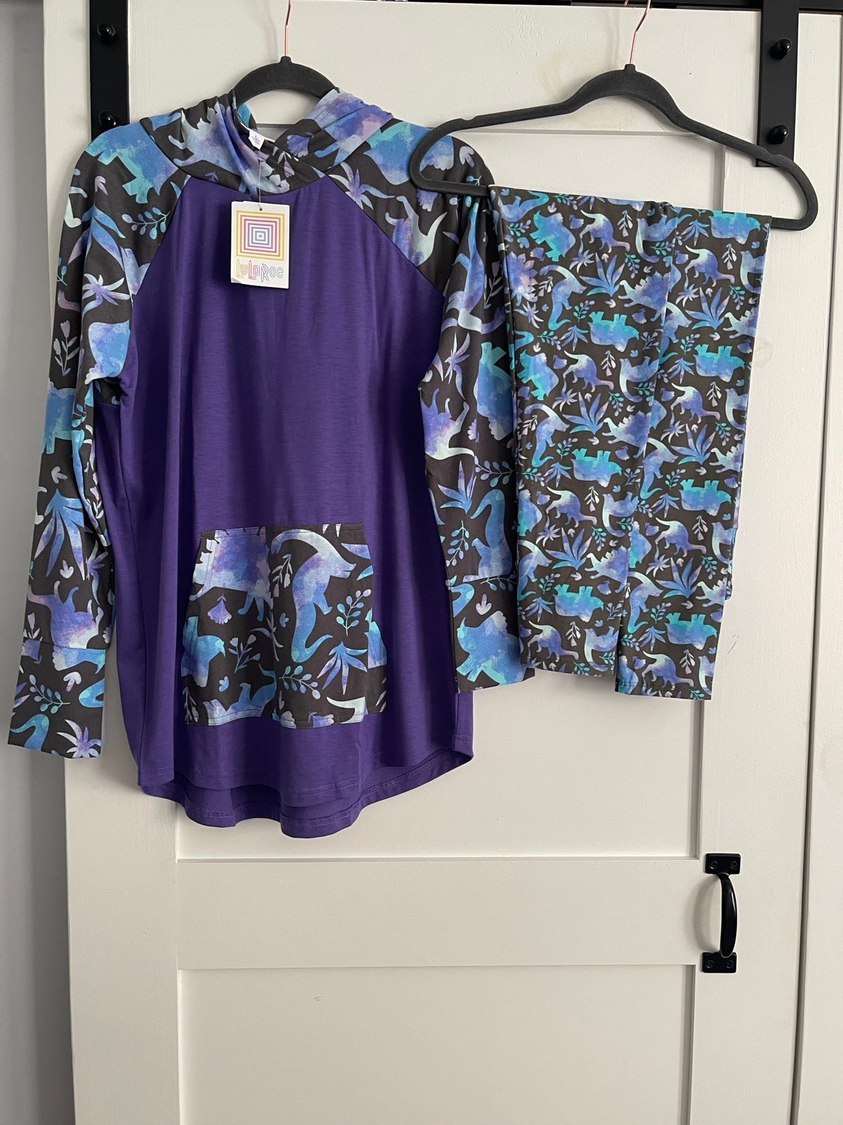 Lularoe Amber Hoodie Dinosaur Large Leggings TC NWT Unicorn