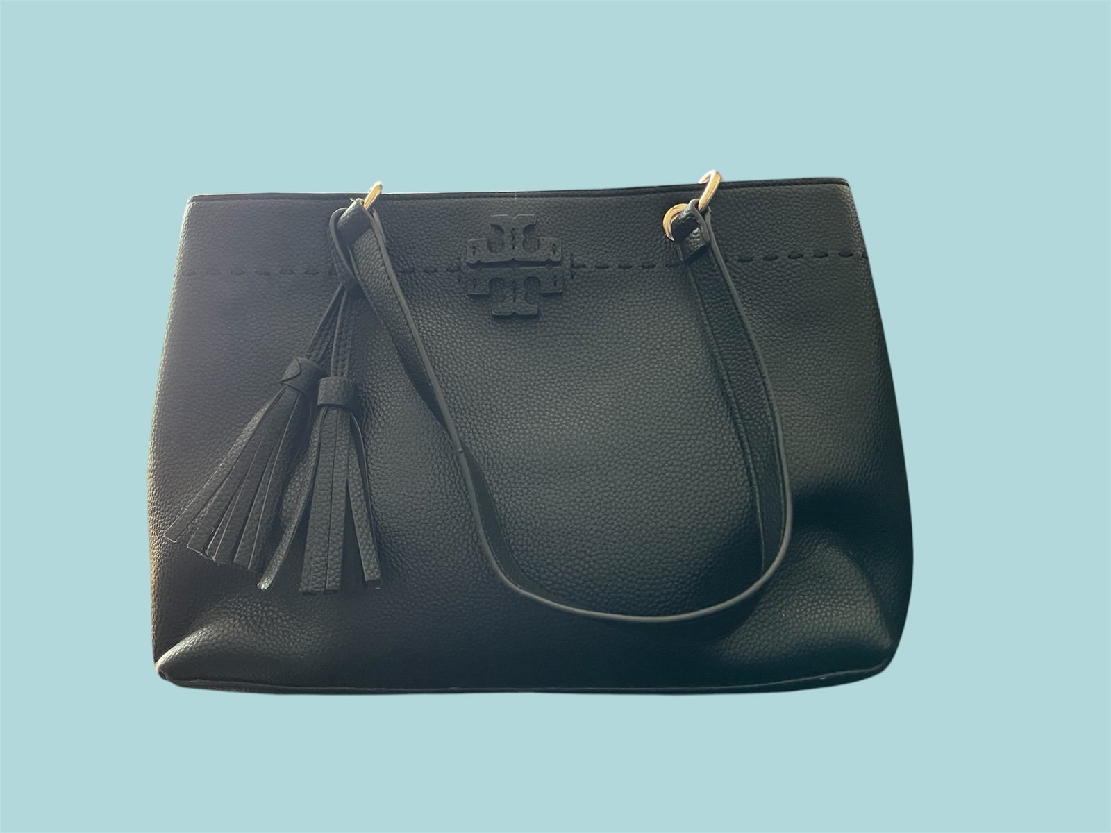 Tory Burch McGraw, black tote bag with double handles