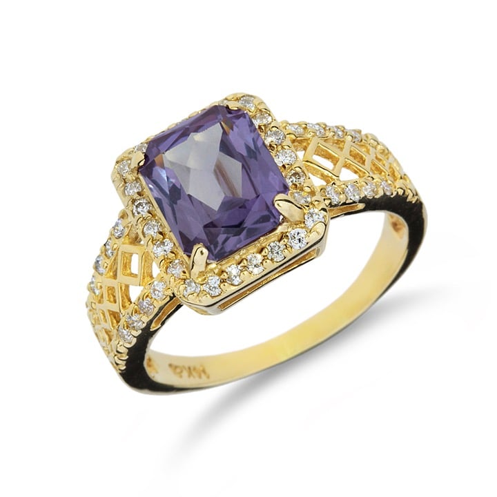 Vintage 4.50ct Color Change Sapphire & Natural Diamond 14K Gold Ring GR-2948