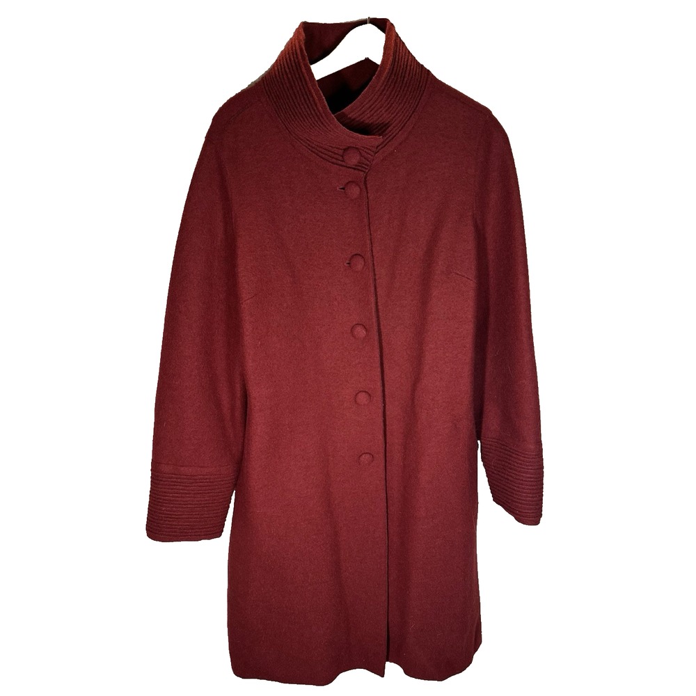Pre-Owned J. JILL Sz S Burgundy Maroon Unlined Alpaca Wool Blend Coat Women