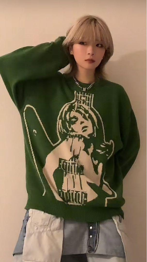 【Extremely Rare Model】Hysteric Glamour Full Guitar His Girl Hard to Obtain Knit.