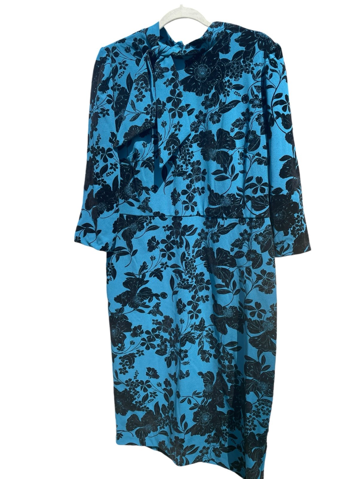 Liz Claiborne Women’s Size 14 Teal Floral Mid length Elegant Dress New