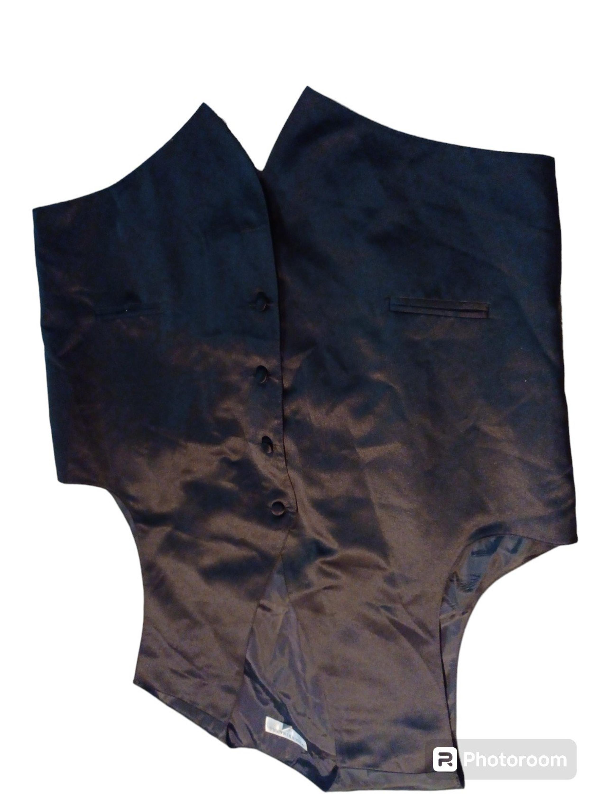 Men’s Vesuvio Napoli in Italy Polyester Black Formal Vest Adjustable Waist.