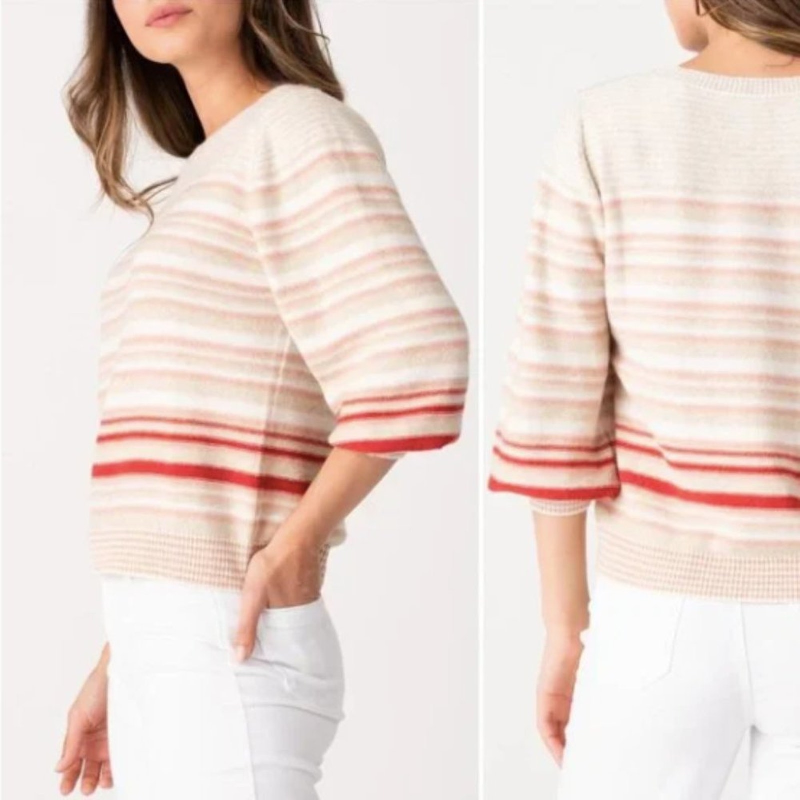 Margaret O'Leary Tori Striped Merino Wool Blend Sweater