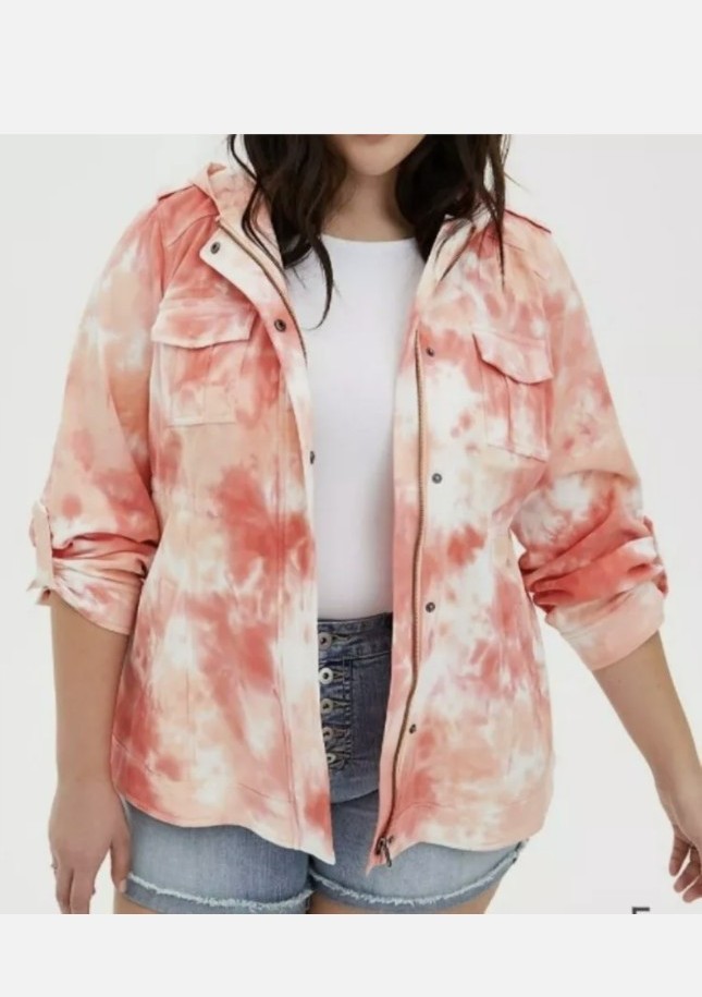 TORRID Tie Dye Pink Twill Anaroak Jacket