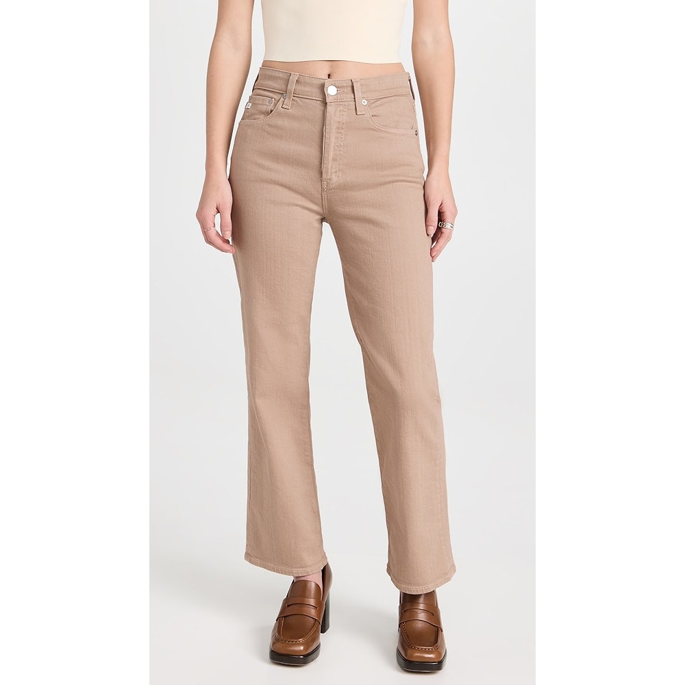 AG Adriano Goldschmied Tan Khaki Kinsley High Rise Pop Crop Jeans Size 32