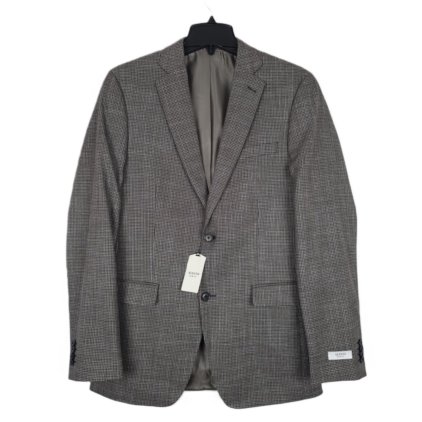 Alfani Men's Slim-Fit Stretch Suit Jacket Houndstooth Brown Black 38L NWT