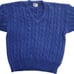 Vintage Sweaters Blue Cable Knit V-Neck Sweater Size L