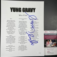 Yung Gravy Signed Whip A Tesla 8.5x11 Lyric Sheet Music Autograph Rap JSA COA