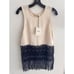 NWT 1,095 WALES BONNER Vision Macrame Tank Top knit blue navy cream shell silk