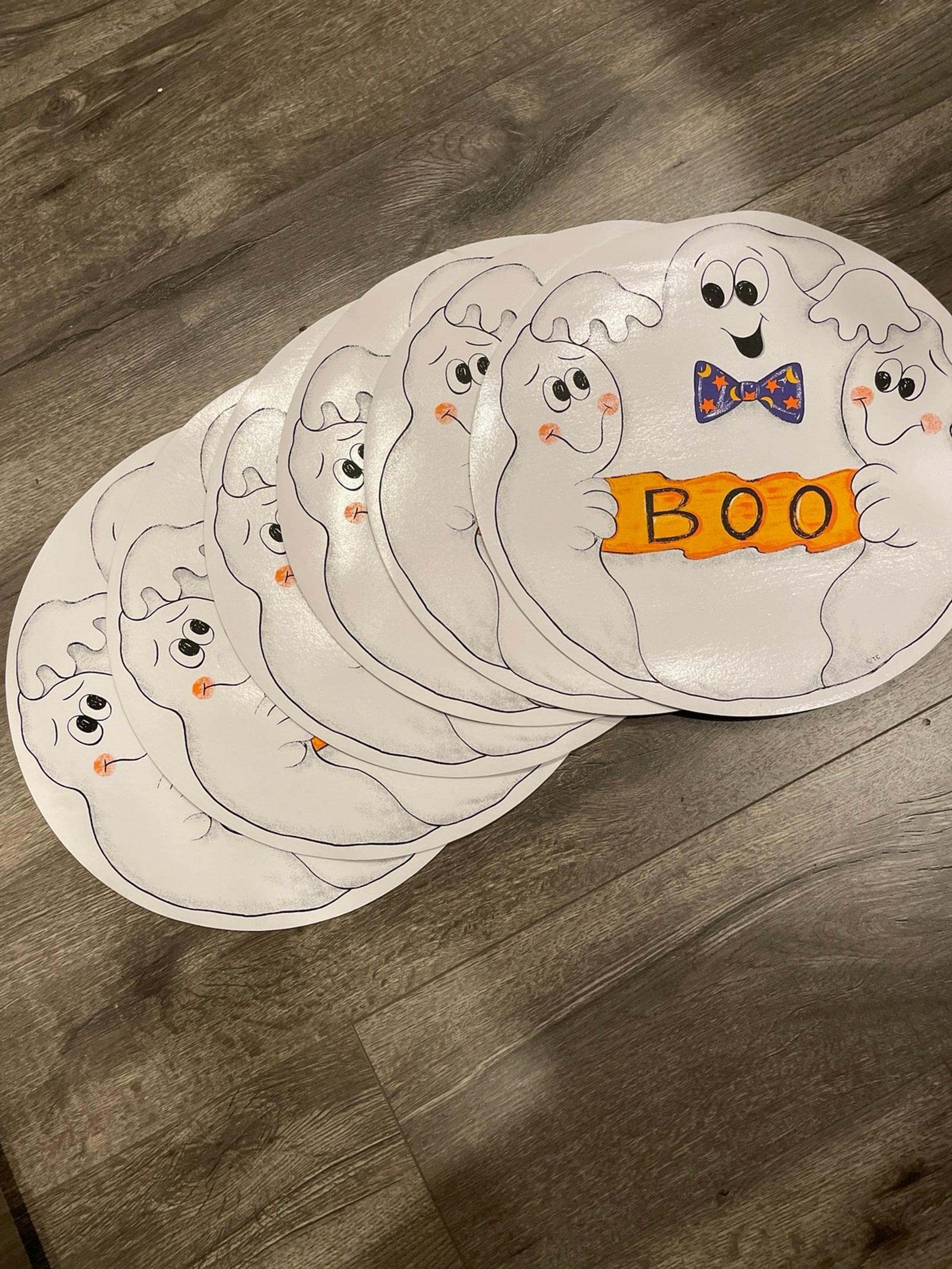 Set of 6 Vintage vinyl Halloween ghosts placemats