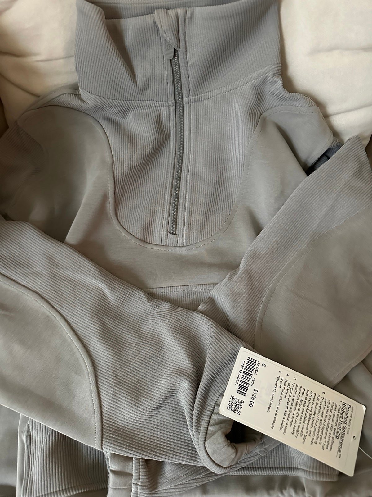 Lululemon Brushed Softstreme Ribbed Half Zip size 6 Riverstone