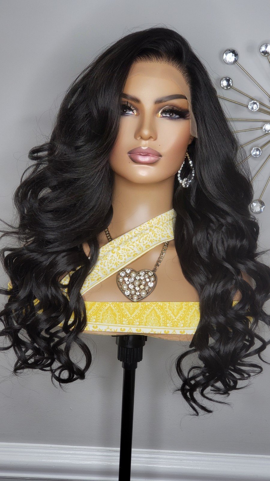 New Long Wavy Natural Black 13x4 Free-Part Lace Frontal Women Fashion Hair Wigs